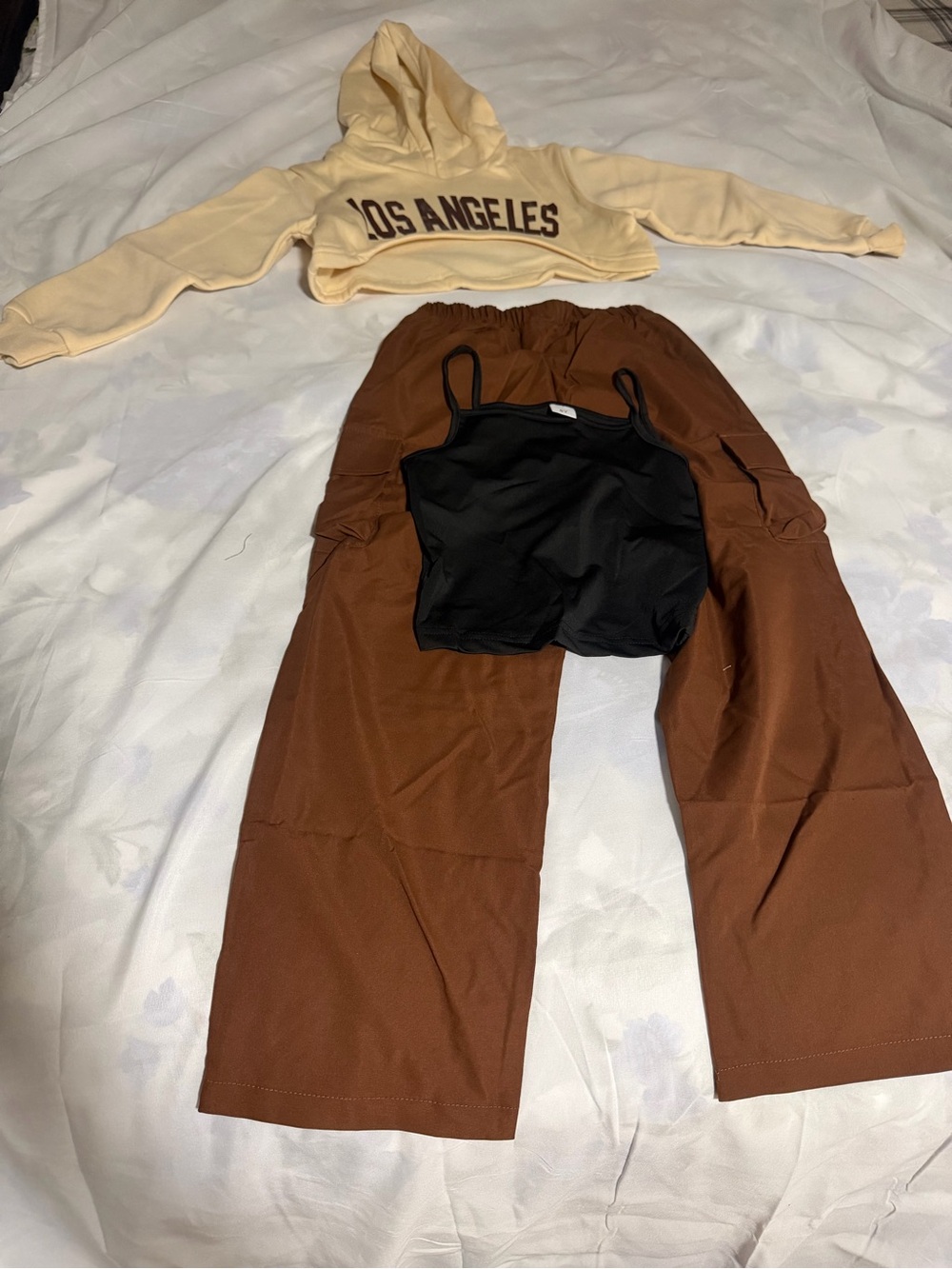 Girl  Brown Wide-Leg Cargo Pants - Brown
